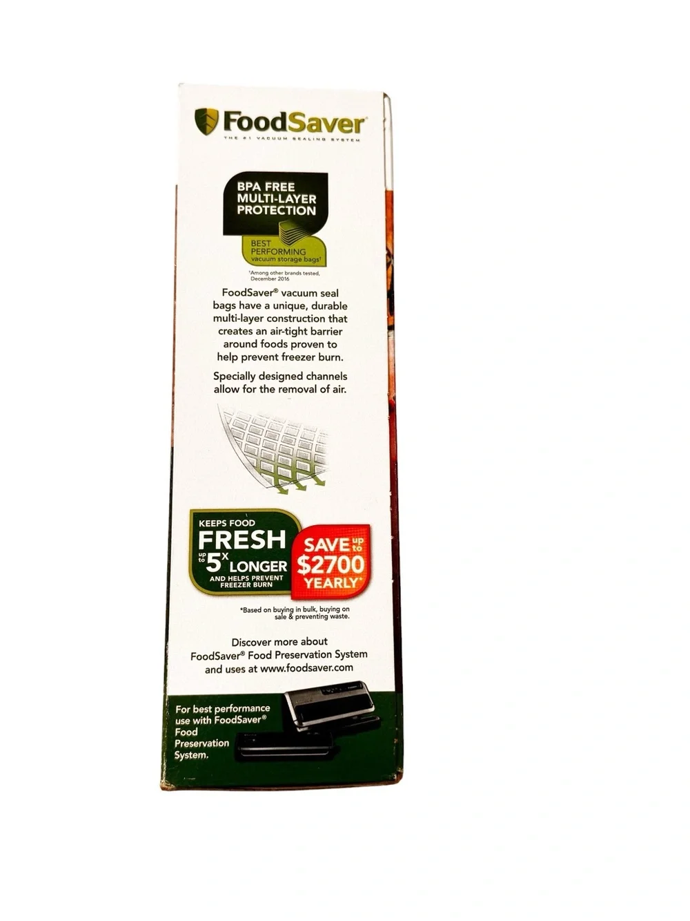 NWT FoodSaver Easy Seal & Peel 18’ X 8”  Vacuum Sealer Bag Rolls, 2-Count